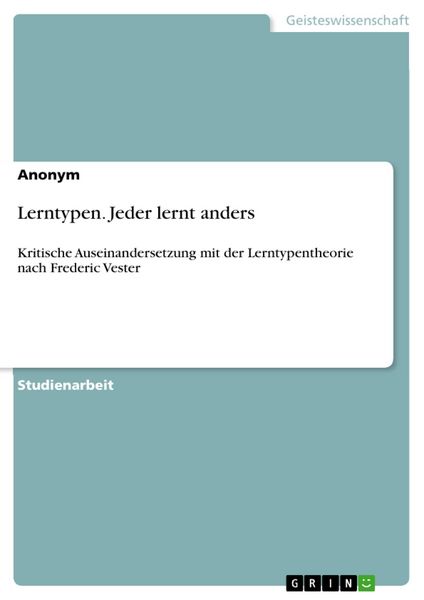Produktbild: Lerntypen. Jeder lernt anders