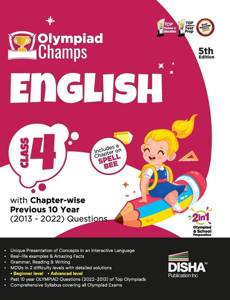 Produktbild: Olympiad Champs English Class 4 with Chapter-wise Previous 10 Year (2013 - 2022) Questions 5th Edition | Complete Prep Guide with Theory, PYQs, Past &