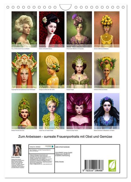 Produktbild: Zum Anbeissen - surreale Frauenportraits mit Obst und Gem&uuml;se (Wandkalender 2026 DIN A4 hoch), CALVENDO Monatskalender