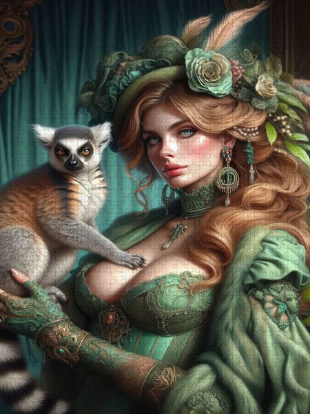 Produktbild: CALVENDO Puzzle Ein Motiv aus dem Kalender Eleganz der Exotik - Femme Fatale im Boh&egrave;me-Chic mit tierischen Begleitern | 1000 Teile Lege-Gr&ouml;&szlig;e 64x48cm