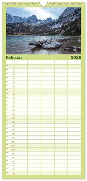 Produktbild: Familienplaner 2026 - Geheimnisvolle Alpen mit 5 Spalten (Wandkalender, 21 x 45 cm) CALVENDO
