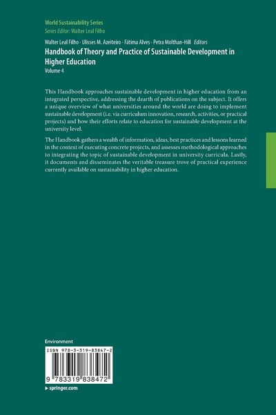 Produktbild: Handbook of Theory and Practice of Sustainable Development in Higher Education