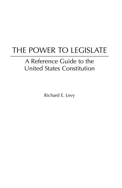 Produktbild: The Power to Legislate