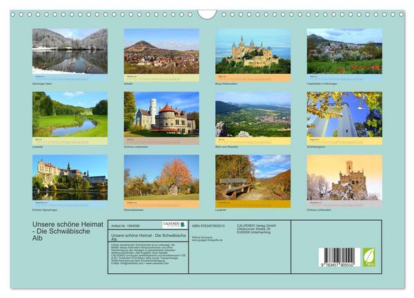 Produktbild: Unsere sch&ouml;ne Heimat - Die Schw&auml;bische Alb (Wandkalender 2026 DIN A3 quer), CALVENDO Monatskalender