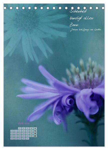 Produktbild: Blumen & Zitate (Tischkalender 2026 DIN A5 hoch), CALVENDO Monatskalender