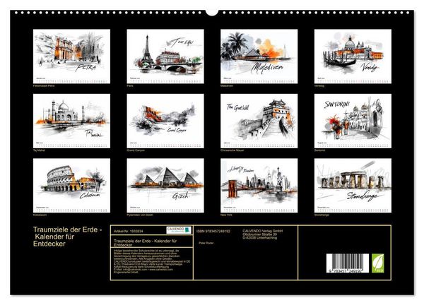 Produktbild: Traumziele der Erde - Kalender f&uuml;r Entdecker (hochwertiger Premium Wandkalender 2026 DIN A2 quer), Kunstdruck in Hochglanz