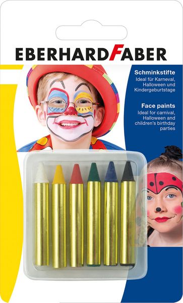 Produktbild: Eberhard Faber 579106 - Schminkstifte 6er Set, inkl. Deutschland FAN Farben: schwarz, rot, gelb (gold)