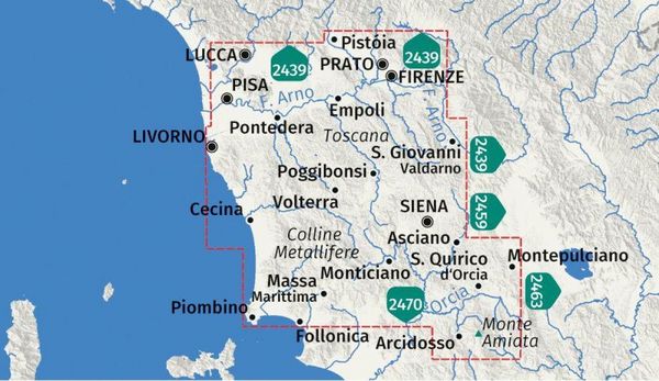 Produktbild: KOMPASS Wanderkarten-Set 2440 Toscana, Herz der Toskana, Nel cuore della Toscana, Heart of Tuscany (4 Karten) 1:50.000