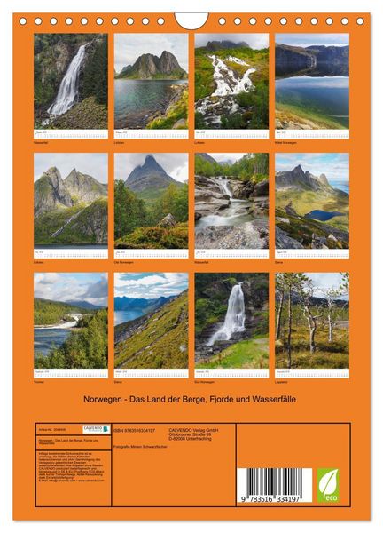 Produktbild: Norwegen - Das Land der Berge, Fjorde und Wasserf&auml;lle (Wandkalender 2026 DIN A4 hoch), CALVENDO Monatskalender