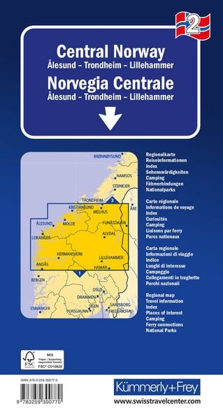 Produktbild: K&uuml;mmerly+Frey Regional-Strassenkarte 2 Mittel-Norwegen 1:325.000
