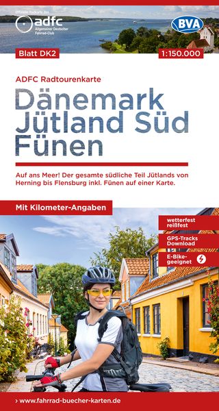 ADFC-Radtourenkarte DK2 Dänemark/Jütland Süd/ Fünen 1:150.000, reiß- und wetterf