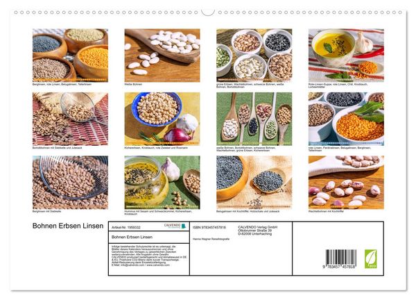 Produktbild: Bohnen Erbsen Linsen (hochwertiger Premium Wandkalender 2026 DIN A2 quer), Kunstdruck in Hochglanz
