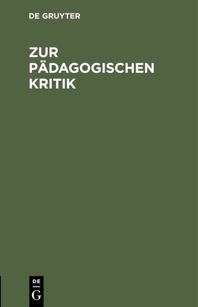 Produktbild: Zur p&auml;dagogischen Kritik
