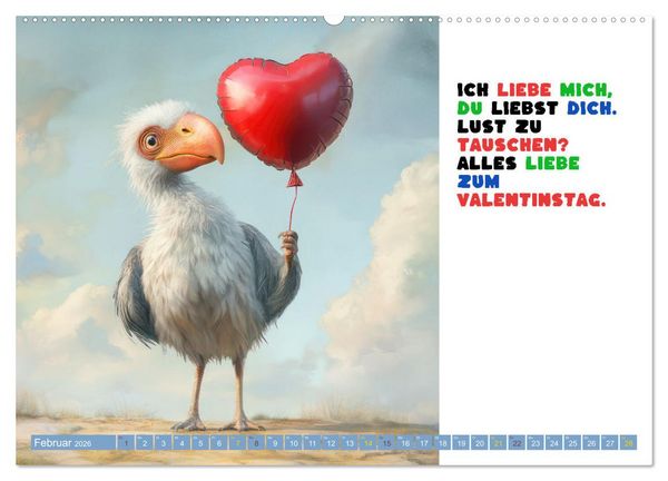 Produktbild: Vogelspr&uuml;che - Humor (hochwertiger Premium Wandkalender 2026 DIN A2 quer), Kunstdruck in Hochglanz