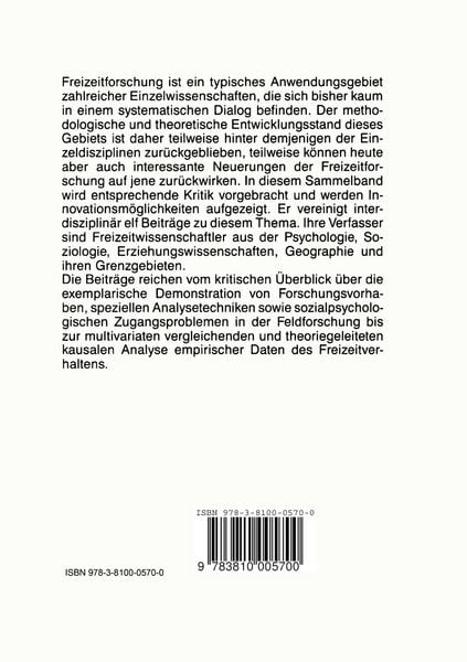 Produktbild: Methoden der Freizeitforschung