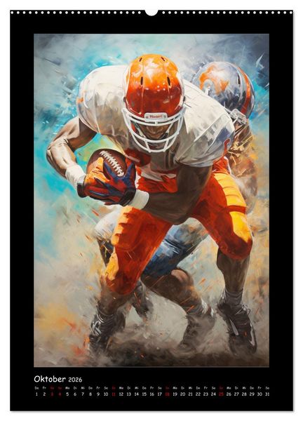 Produktbild: American Football. Paintings (Wandkalender 2026 DIN A2 hoch), CALVENDO Monatskalender