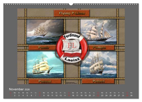 Produktbild: 500 Jahre unter Segeln - von der GOLDEN HIND zur KERSHONES (Wandkalender 2026 DIN A2 quer), CALVENDO Monatskalender