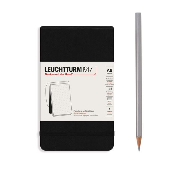 Produktbild: LEUCHTTURM1917 Notizblock Pocket (A6), Hardcover, 94 nummerierte Seiten Schwarz, Dotted