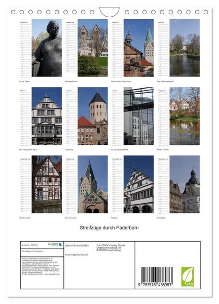 Produktbild: Streifz&uuml;ge durch Paderborn (Wandkalender 2026 DIN A4 hoch), CALVENDO Monatskalender