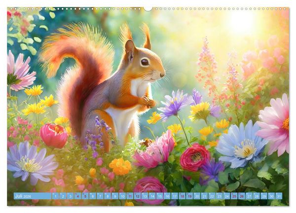 Produktbild: Der Eichh&ouml;rnchen-Kalender (hochwertiger Premium Wandkalender 2026 DIN A2 quer), Kunstdruck in Hochglanz