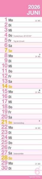 Produktbild: GROSSDRUCK Streifenplaner XL 2026 - Streifenkalender - Wandplaner - Küchen-Kalender - 15x64