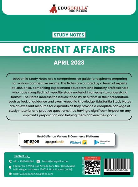 Produktbild: Study Notes for Current Affairs April 2023 - Useful for UPSC, State PSC, Defence, Police, SSC, Banking, Management, Law and State Government Exams | T