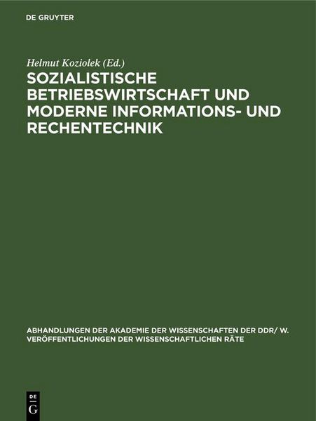 Produktbild: Sozialistische Betriebswirtschaft und moderne Informations- und Rechentechnik