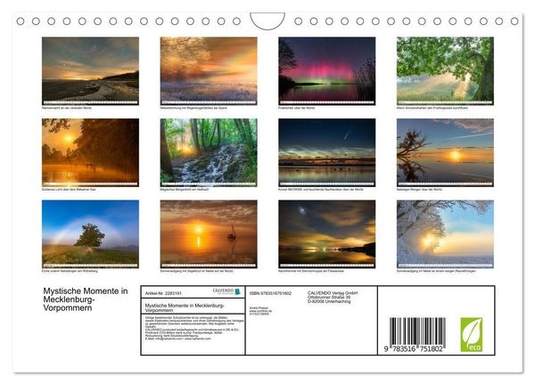 Produktbild: Mystische Momente in Mecklenburg-Vorpommern (Wandkalender 2027 DIN A4 quer), CALVENDO Monatskalender