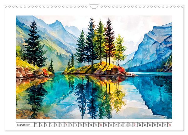 Produktbild: Kanada in Farben. Aquarelle zwischen Skyline und Wildnis (Wandkalender 2027 DIN A3 quer), CALVENDO Monatskalender