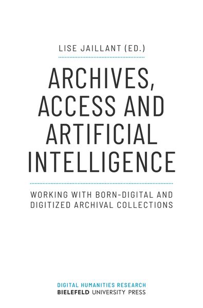 Produktbild: Archives, Access and Artificial Intelligence