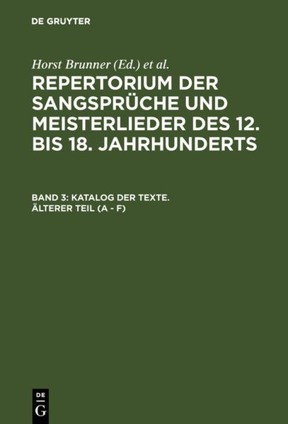 Produktbild: Katalog der Texte. &Auml;lterer Teil (A - F)