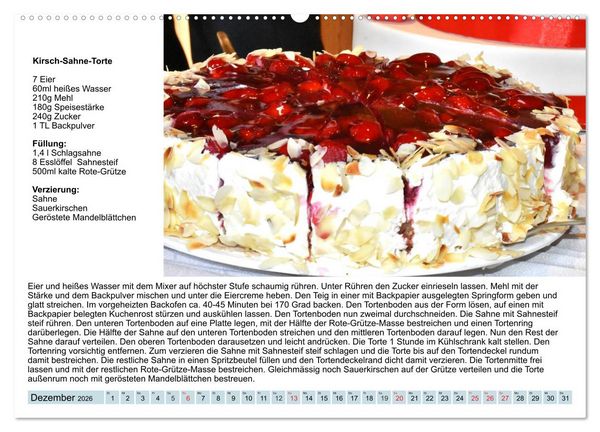 Produktbild: Exquisite Torten. K&ouml;stliche Rezepte f&uuml;r viele Anl&auml;sse (Wandkalender 2026 DIN A2 quer), CALVENDO Monatskalender