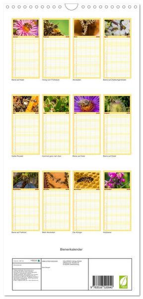 Produktbild: Familienplaner 2026 - Bienenkalender mit 5 Spalten (Wandkalender, 21 x 45 cm) CALVENDO