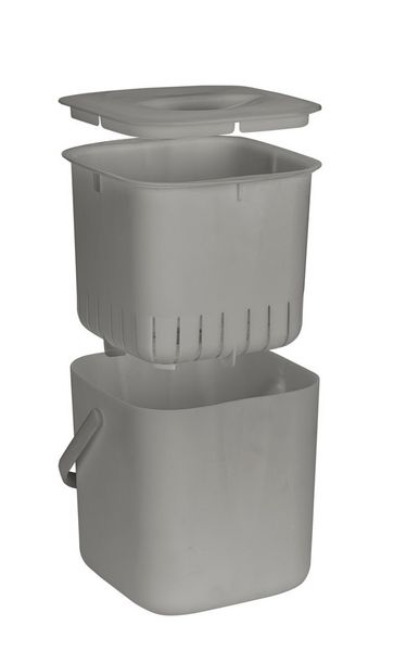 Produktbild: Abfallsammler Mod. Conny, grau, Kunststoff, 3L, 18x18x19 cm, herausnehmbares Sieb,