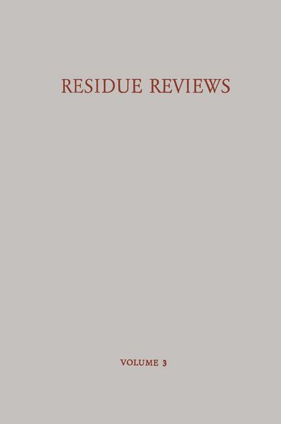 Produktbild: Residue Reviews / R&uuml;ckstands-Berichte
