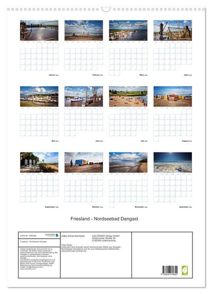 Produktbild: Friesland - Nordseebad Dangast (Wandkalender 2026 DIN A2 hoch), CALVENDO Monatskalender