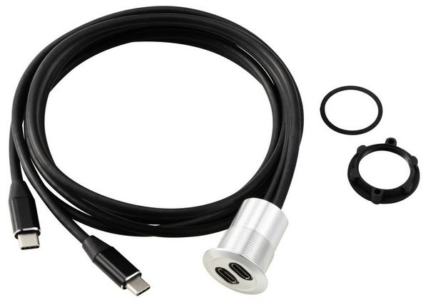 Produktbild: TRU COMPONENTS USB-C&reg; (3.1) 2x Buchse/Stecker 1m Kabel silber TC-13376316 Inhalt: 1St.