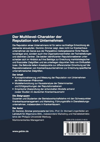 Produktbild: Der Multilevel-Charakter der Reputation von Unternehmen