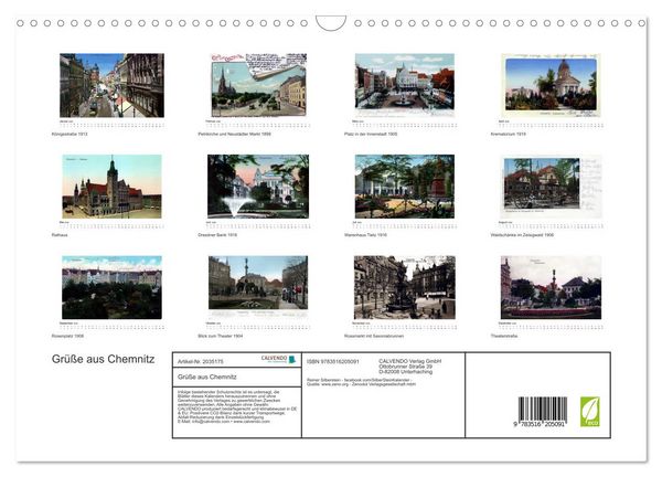 Produktbild: Gr&uuml;&szlig;e aus Chemnitz (Wandkalender 2026 DIN A3 quer), CALVENDO Monatskalender