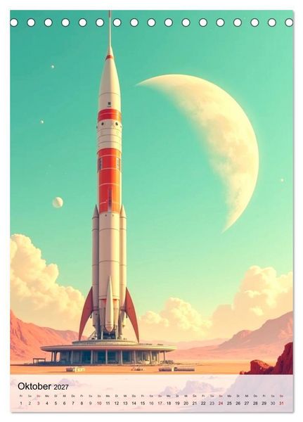 Produktbild: Retro Sci-Fi - Aufbruch zu neuen Grenzen (Tischkalender 2027 DIN A5 hoch), CALVENDO Monatskalender