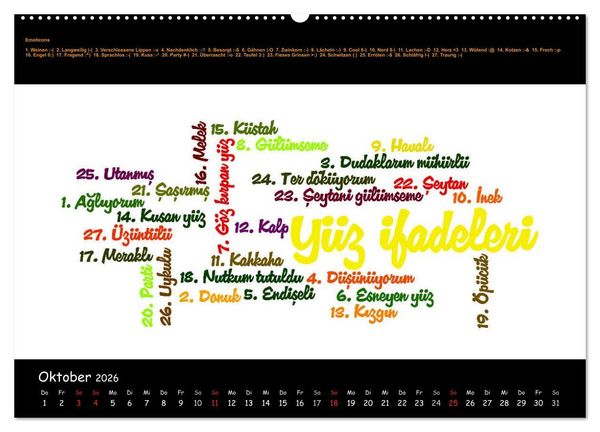 Produktbild: Sprachkalender T&uuml;rkisch-Deutsch (hochwertiger Premium Wandkalender 2026 DIN A2 quer), Kunstdruck in Hochglanz