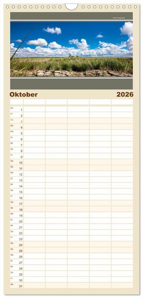 Produktbild: Familienplaner 2026 - Der Pilsumer Leuchtturm mit 5 Spalten (Wandkalender, 21 x 45 cm) CALVENDO