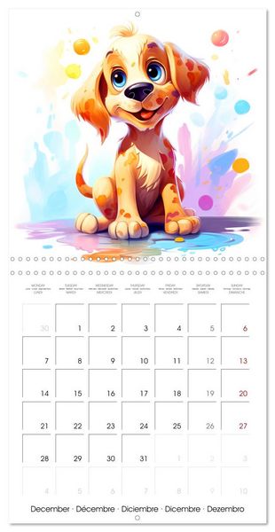 Produktbild: Chiens joyeux (Calendrier mural carr&eacute; 2026 30x30 cm) Calendrier double avec une page pour vos prises de notes