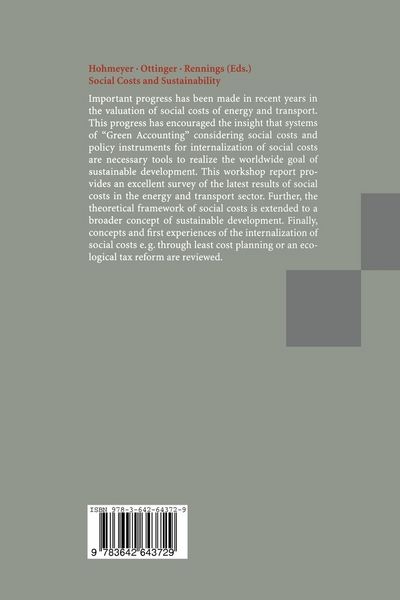 Produktbild: Social Costs and Sustainability