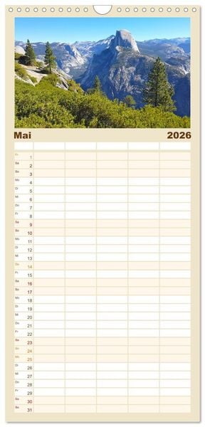 Produktbild: Familienplaner 2026 - USA Nationalparks - Familienplaner / Kalender - Eine Reise durch die Vielfalt und Sch&ouml;nheit der Naturparks Nordamerikas mit 5 Spalten (Wandkalender, 21 x 45 cm) CALVENDO