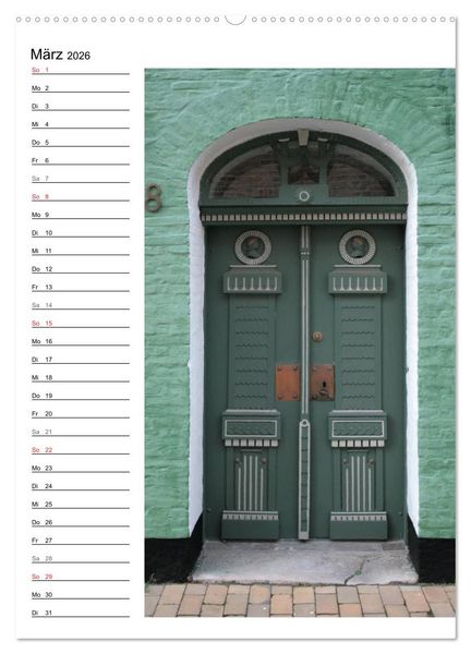 Produktbild: Alte D&auml;nische T&uuml;ren (hochwertiger Premium Wandkalender 2026 DIN A2 hoch), Kunstdruck in Hochglanz