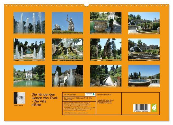 Produktbild: Die h&auml;ngenden G&auml;rten von Tivoli - Die Villa d'Este (hochwertiger Premium Wandkalender 2026 DIN A2 quer), Kunstdruck in Hochglanz