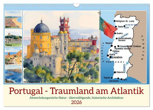 Portugal - Traumland am Atlantik (Wandkalender 2026 DIN A3 quer), CALVENDO Monatskalender
