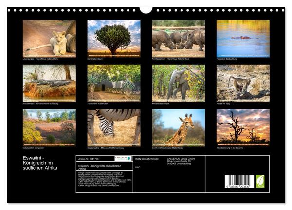Produktbild: Eswatini - K&ouml;nigreich im s&uuml;dlichen Afrika (Wandkalender 2026 DIN A3 quer), CALVENDO Monatskalender