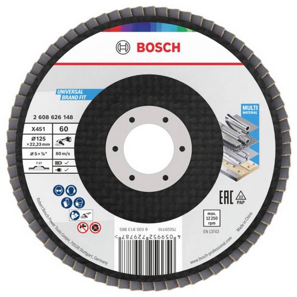 Produktbild: Bosch Accessories 2608626149 F&auml;cherschleifscheibe Durchmesser 125mm K&ouml;rnung (num)=80 1St.